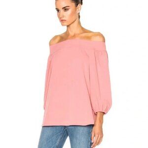 Tibi Twill Off-Shoulder Dusty Rose Balloon Sleeves Top - Sz 6